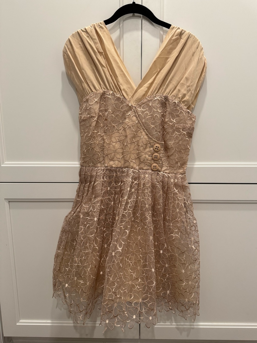 Tracy Reese Sleeveless Beige Lace Fit-and-Flare Dress NWT